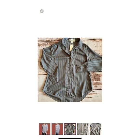 NWOT Anthropologie grey striped button down top Size - Picture 5 of 6